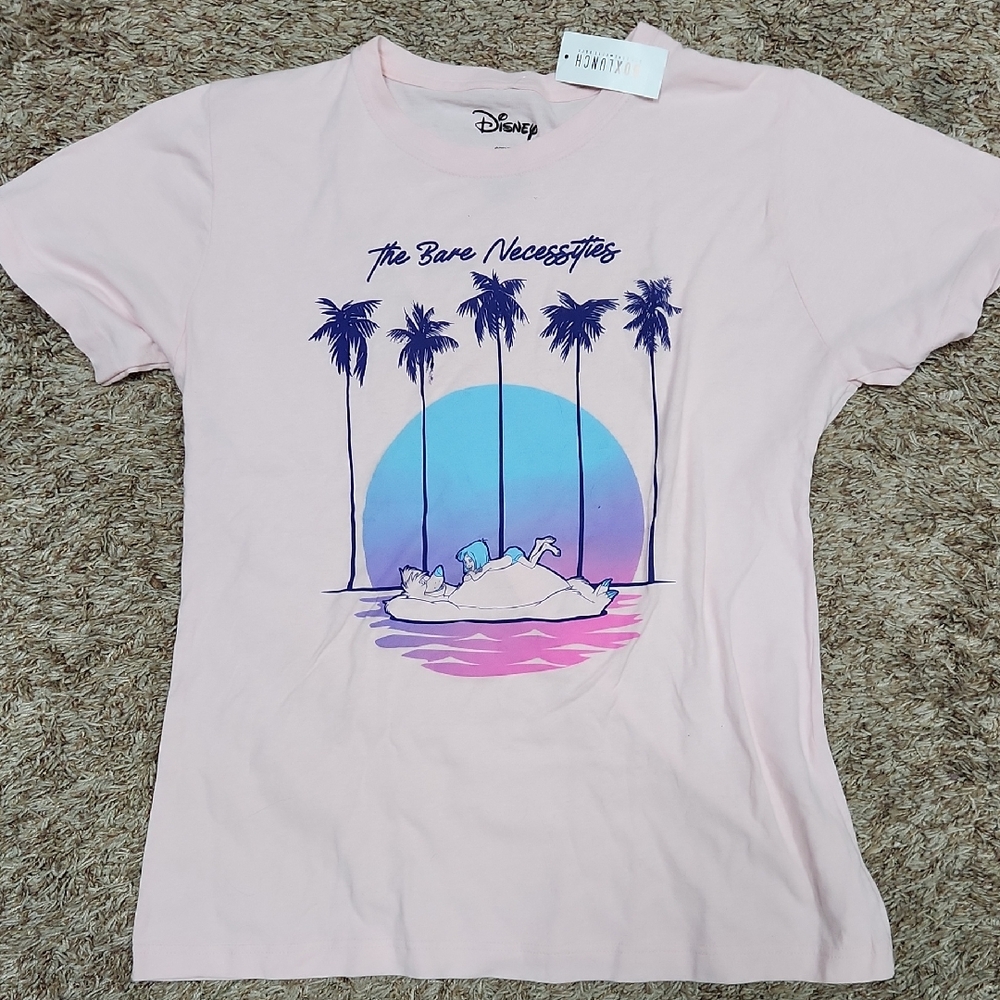 Disney Light Pink T-Shirt with Blue and Purple Graphic